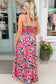 Rose Floral Twisted Smocked Back Tiered Maxi Dress