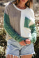 Vineyard Green Colorblock Patched Pocket Drop Shoulder Sweater