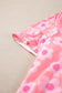 Pink Flower Print Short Sleeve Shirt Pajamas Set