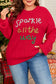 Racing Red Sparkle All The Way Tinsel Crew Neck Plus Size Sweater