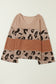 Leopard Colorblock Patchwork V-Neck Loose Sleeve Knit Top