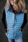 Sky Blue Plush Collared Quilted Zipped Puffer Vest