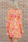 Orange Abstract Print Smocked Lantern Sleeve Ruffle Mini Dress