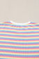 Pink Stripe Rainbow Tee Tasseled String Wide Leg Pants Set