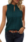 Sea Green Lattice Textured Split Neck Tank Top