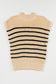 Parchment Striped Ribbed Knit High Neck Sweater