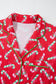 Red Christmas Candy Cane Print Pocketed Knotted Pajama Set