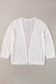 White Stylish Hollow Out Knit Drop Shoulder Cardigan