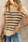 Parchment Striped Ribbed Knit High Neck Sweater