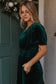 Evergreen Velvet Short Sleeve Shirred Waist Tiered Maxi Dress