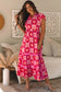 Strawberry Pink Geo Print V-neck Maxi Dress