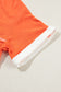 Grapefruit Orange Contrast Trim Exposed Seam V Neck T-shirt