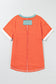 Grapefruit Orange Contrast Trim Exposed Seam V Neck T-shirt