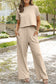 White Raw Hem Loose Tee and Wide Leg Pants Set