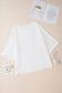 White Colorblock Star Patched Half Sleeve Oversized Tee