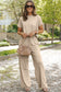 White Raw Hem Loose Tee and Wide Leg Pants Set