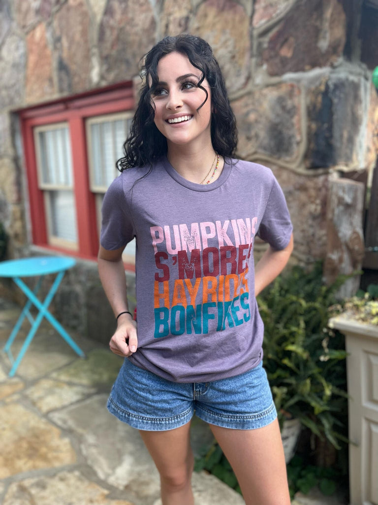 Pumpkins Smores hayrides Bonfires Tee-ASK Apparel LLC