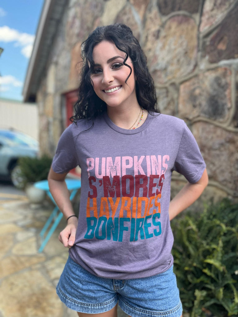 Pumpkins Smores hayrides Bonfires Tee-ASK Apparel LLC