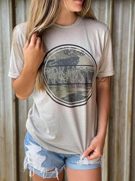 Distressed Camo State Tee-ASK Apparel LLC