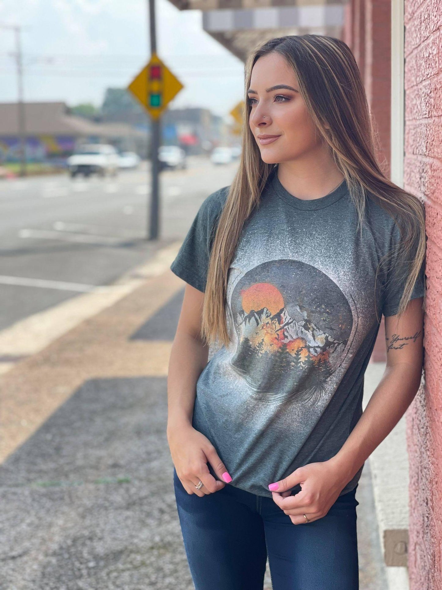 Blown Away Mountain Bleach Tee-ASK Apparel LLC