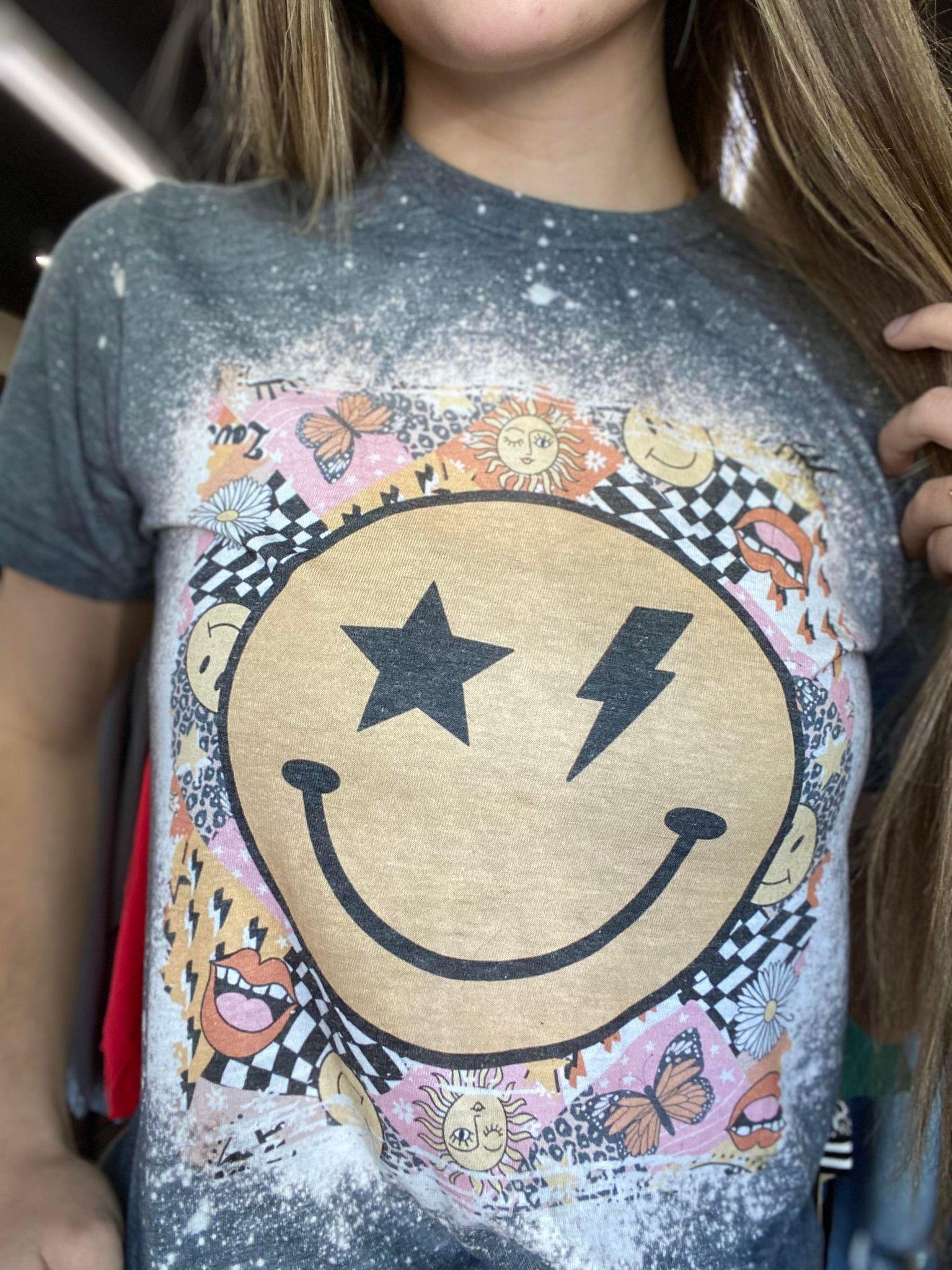 Smiley Bleach Tee - ASK Apparel LLC