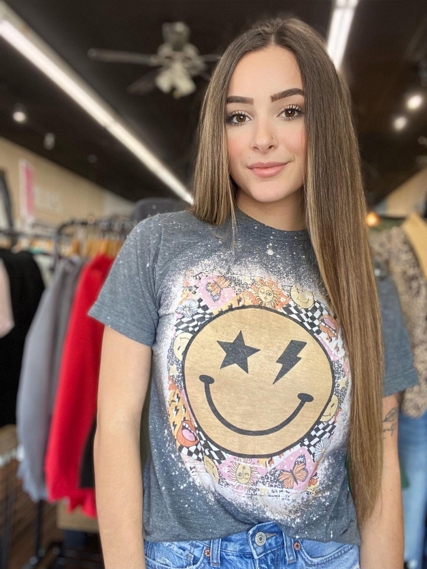 Smiley Bleach Tee - ASK Apparel LLC