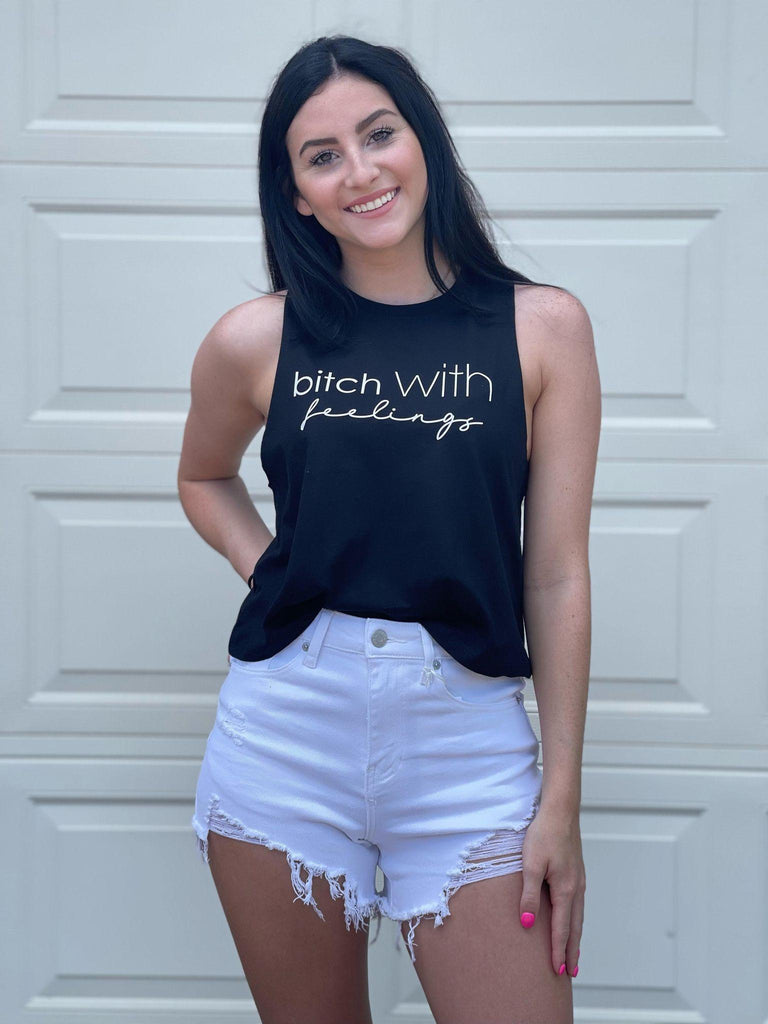 Bitch With Feelings Cropped Muscle Tank - ASK Apparel LLC