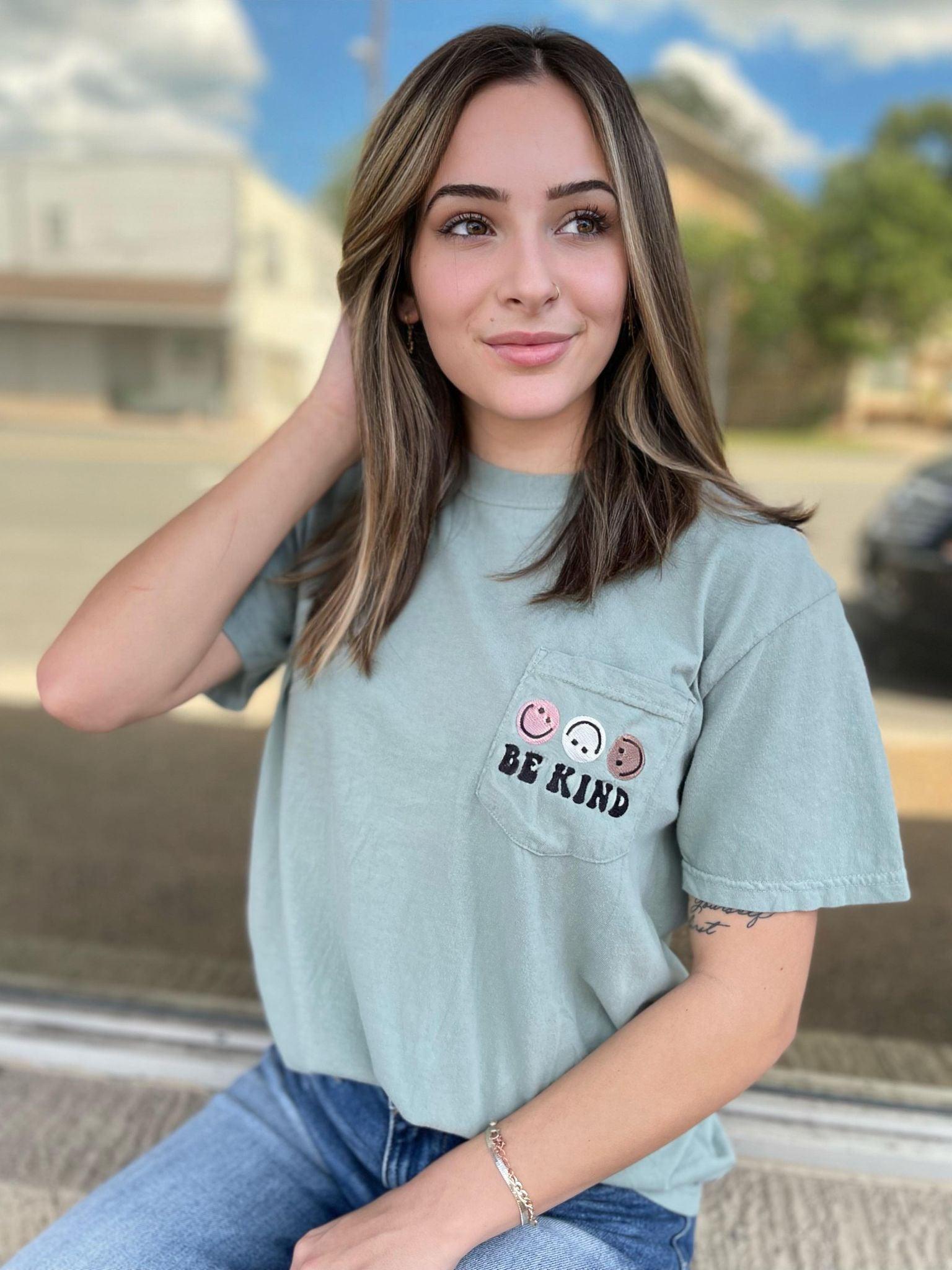 Be Kind Smiley Embroidery - ASK Apparel LLC