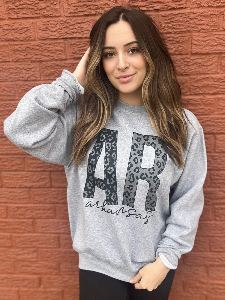 Black and grey leopard state sweatshirt ask apparel