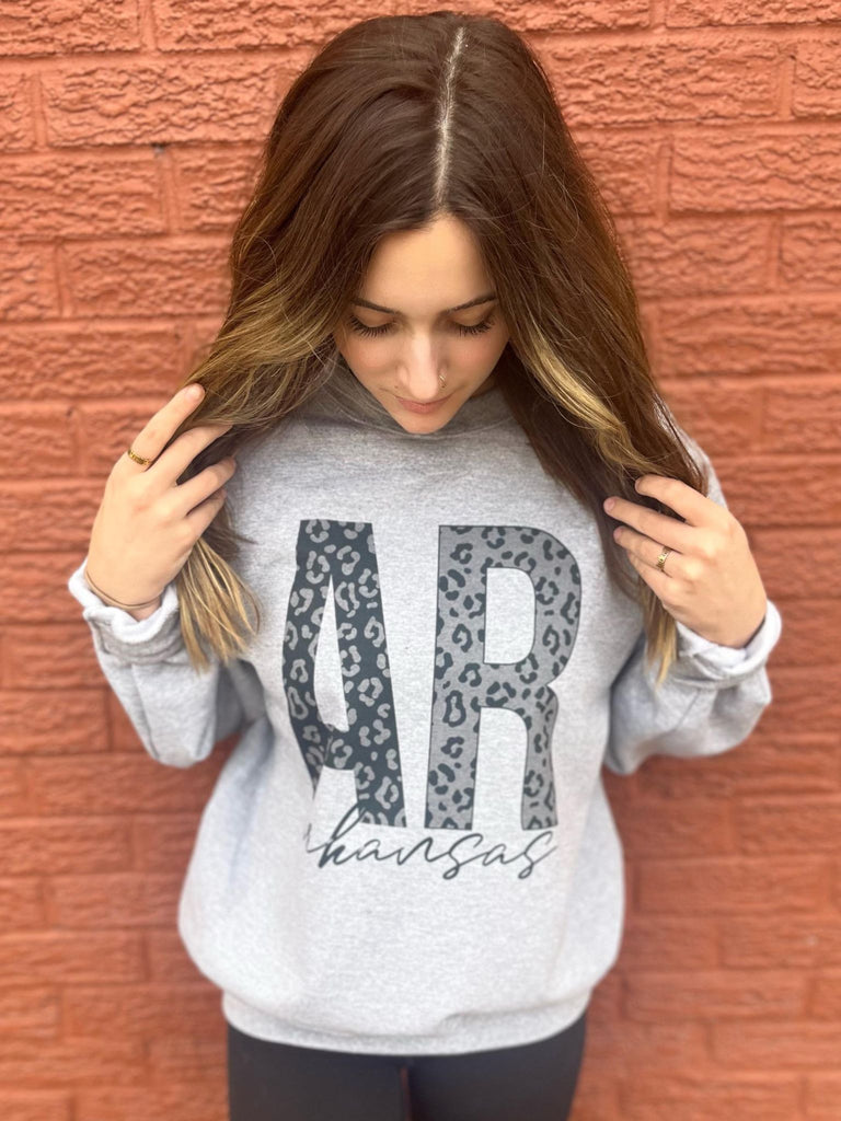 Black and grey leopard state sweatshirt ask apparel