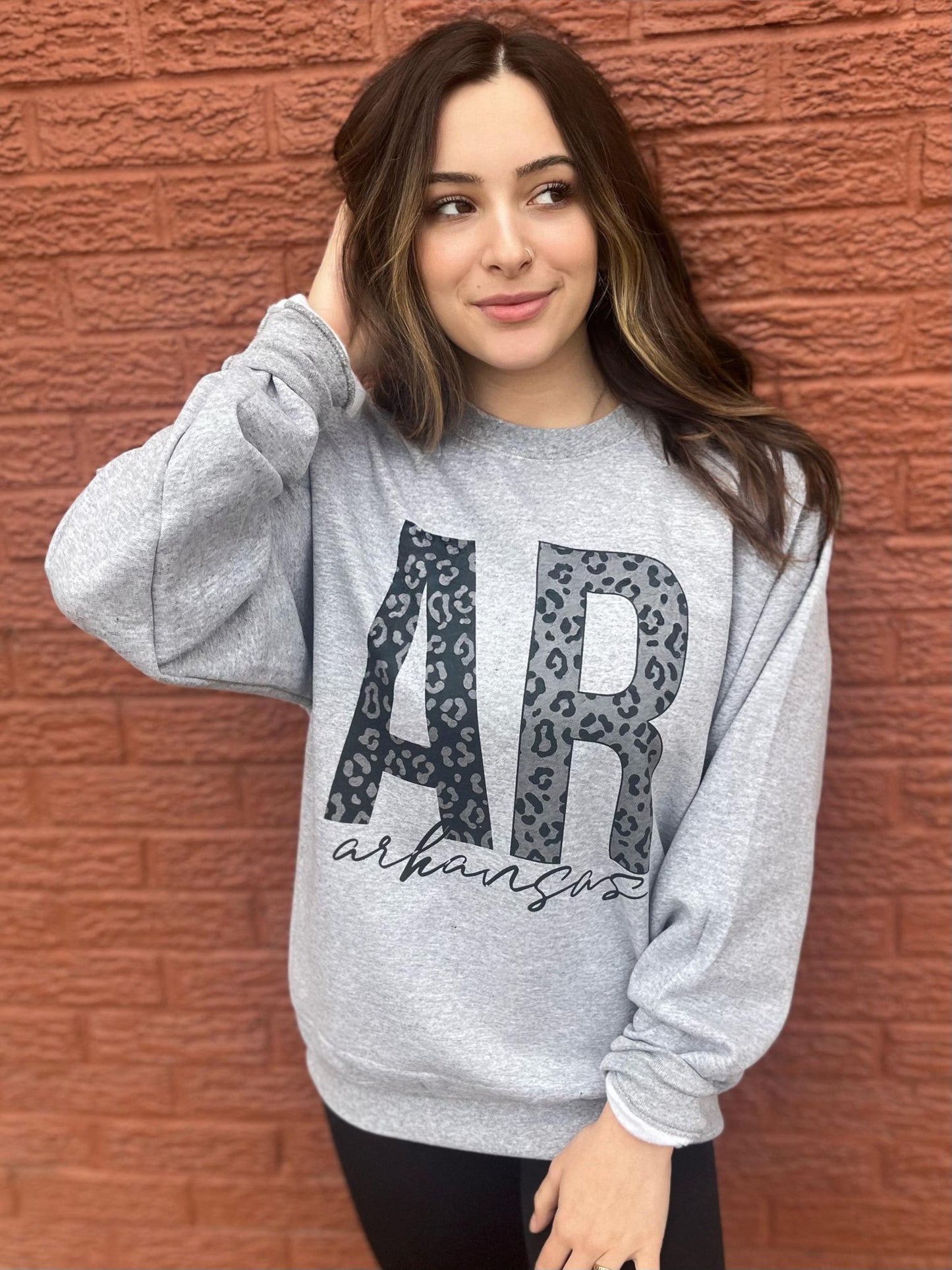 Black and grey leopard state sweatshirt ask apparel