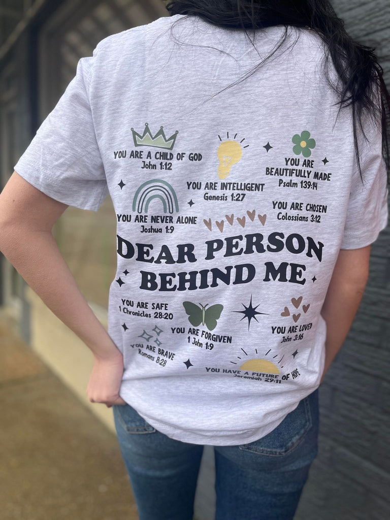 bible verse dear person behind me tee ask apparel