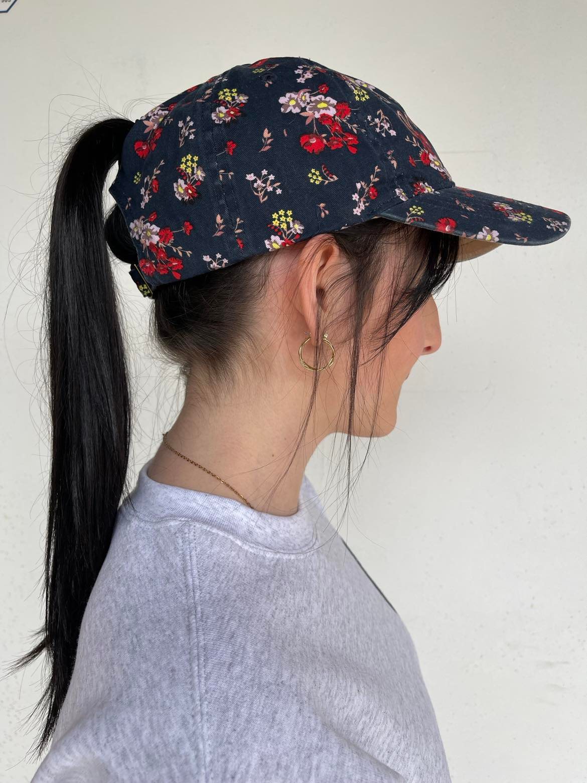 Floral Mama Hidden Ponytail Hat-ASK Apparel