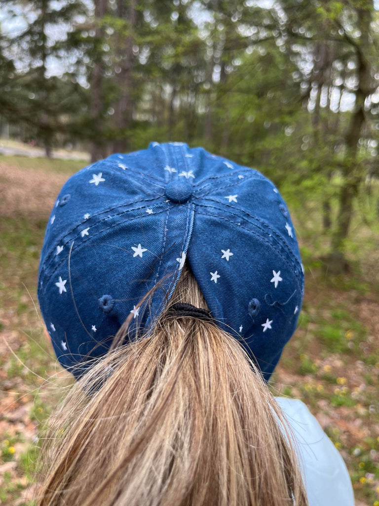 USA Star With Hidden Ponytail Hat