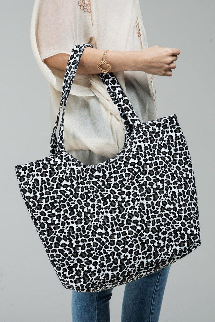 Black and White Leopard Tote-ASK Apparel LLC