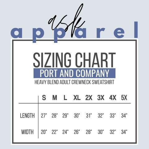 Ask apparel sizing chart