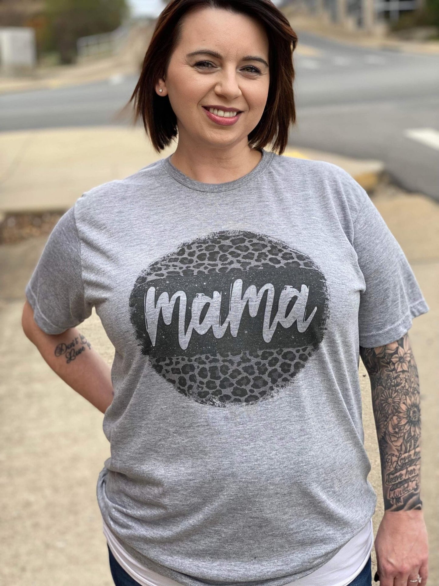 Black Leopard Circle Mama Tee