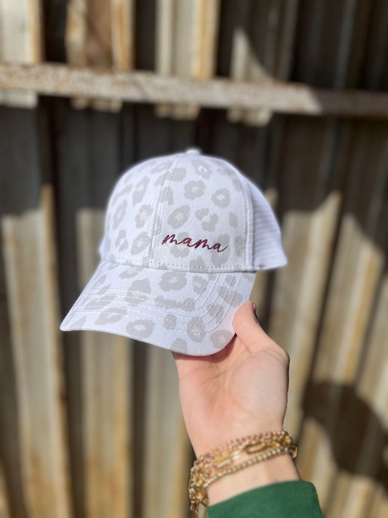White Leopard Mama Hat-ASK Apparel